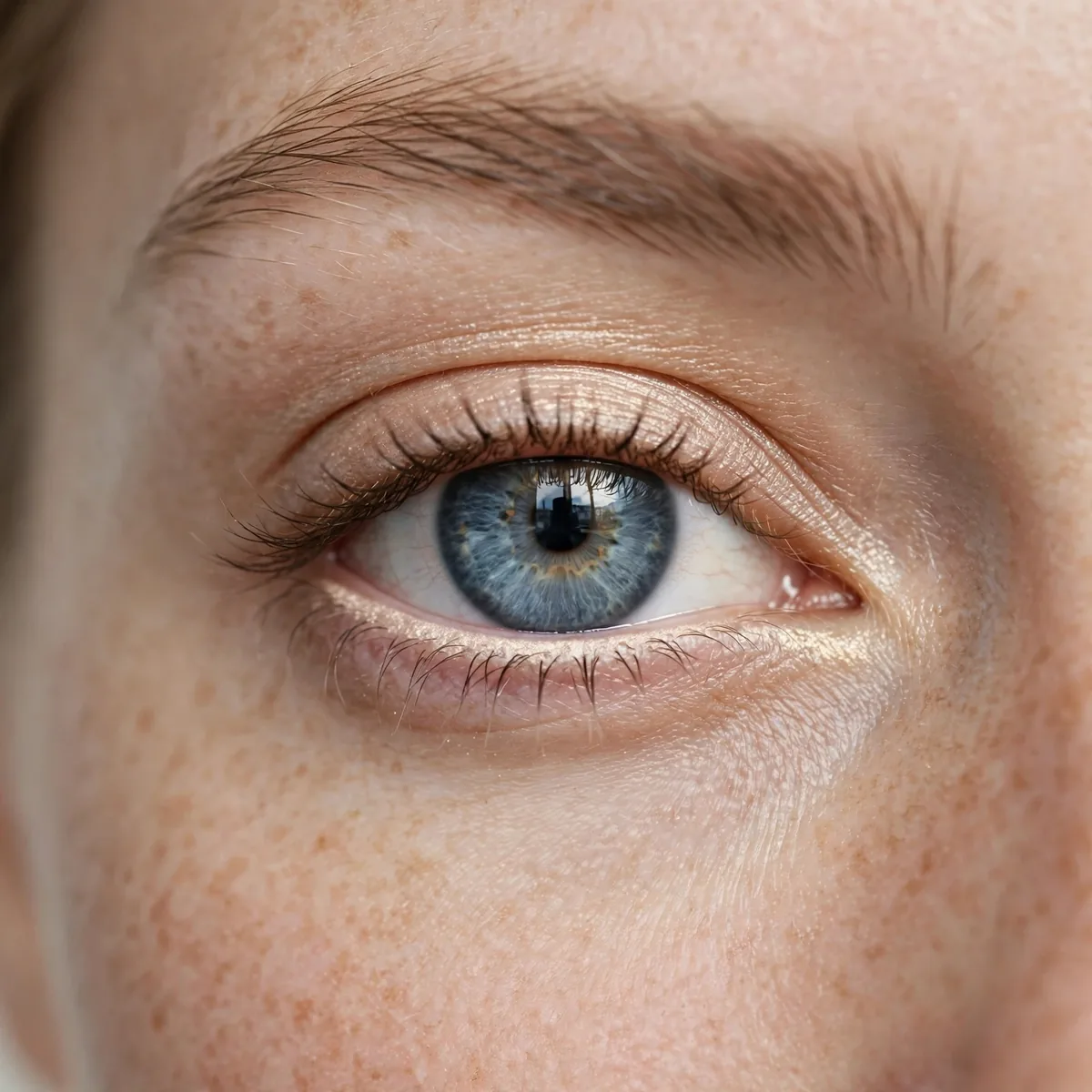 Blue eye with champagne ivory liner on the waterline