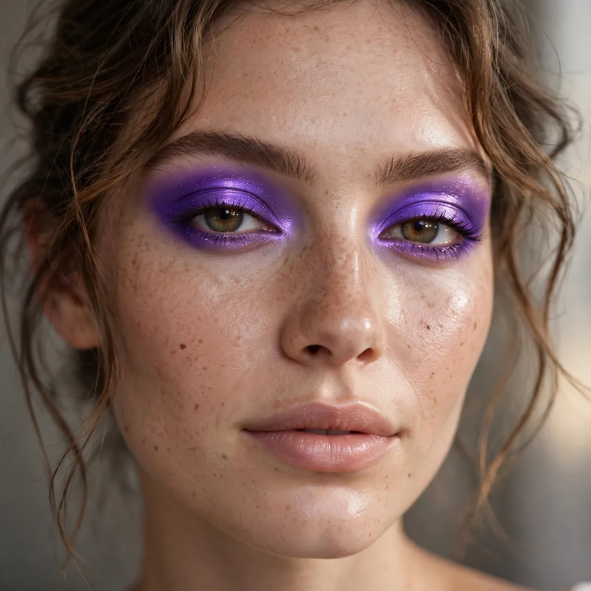 Model with ultraviolet purple glowing eyeshadow look