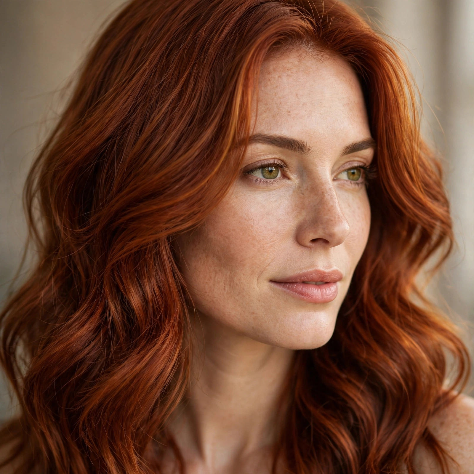 Bright vibrant auburn hair color