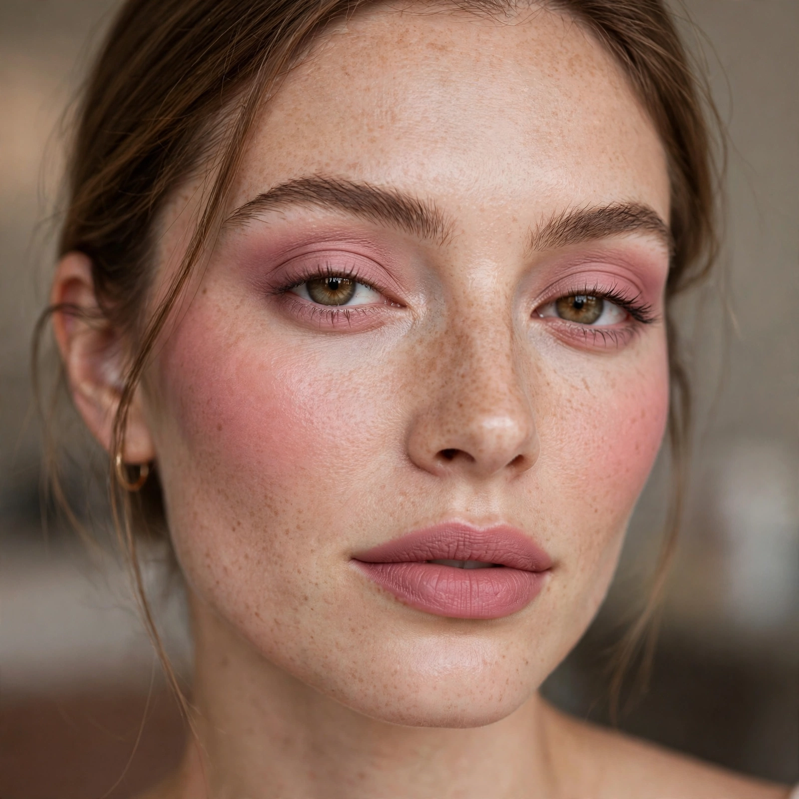 Monochrome blush lip eye coordination