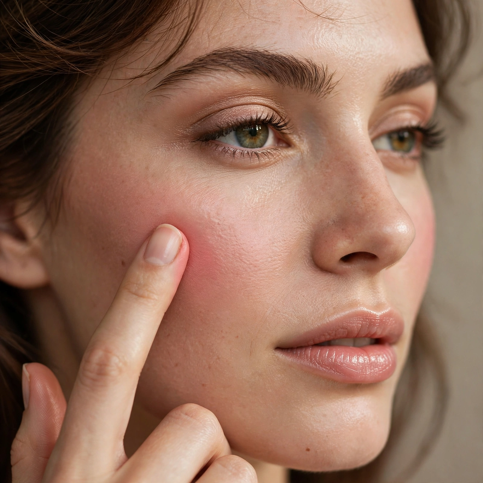 Finger press blush application