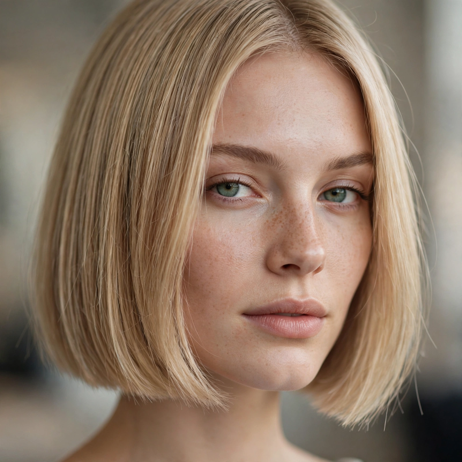 Blunt chin-length bob on fine hair
