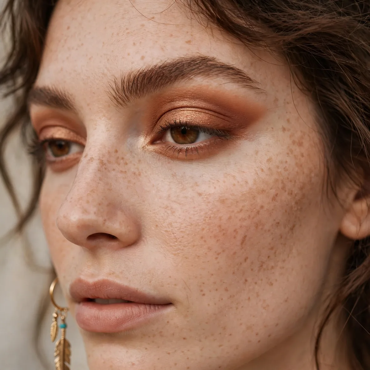 Soft burnt sienna cut crease boho eye makeup