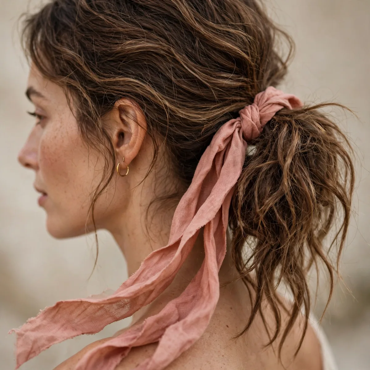 Half-up twisted boho knot hairstyle for wedding