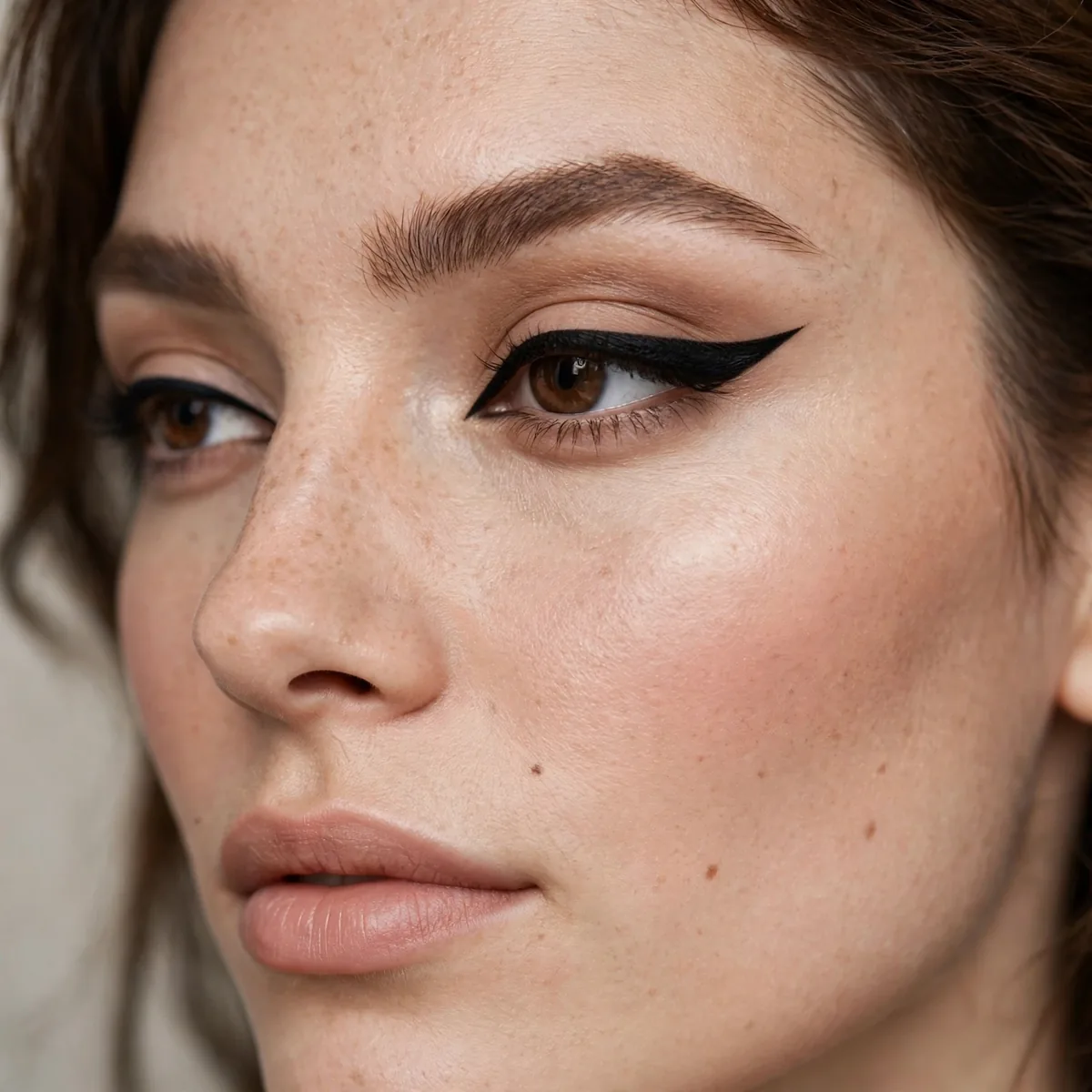Classic thick black cat eye eyeliner look