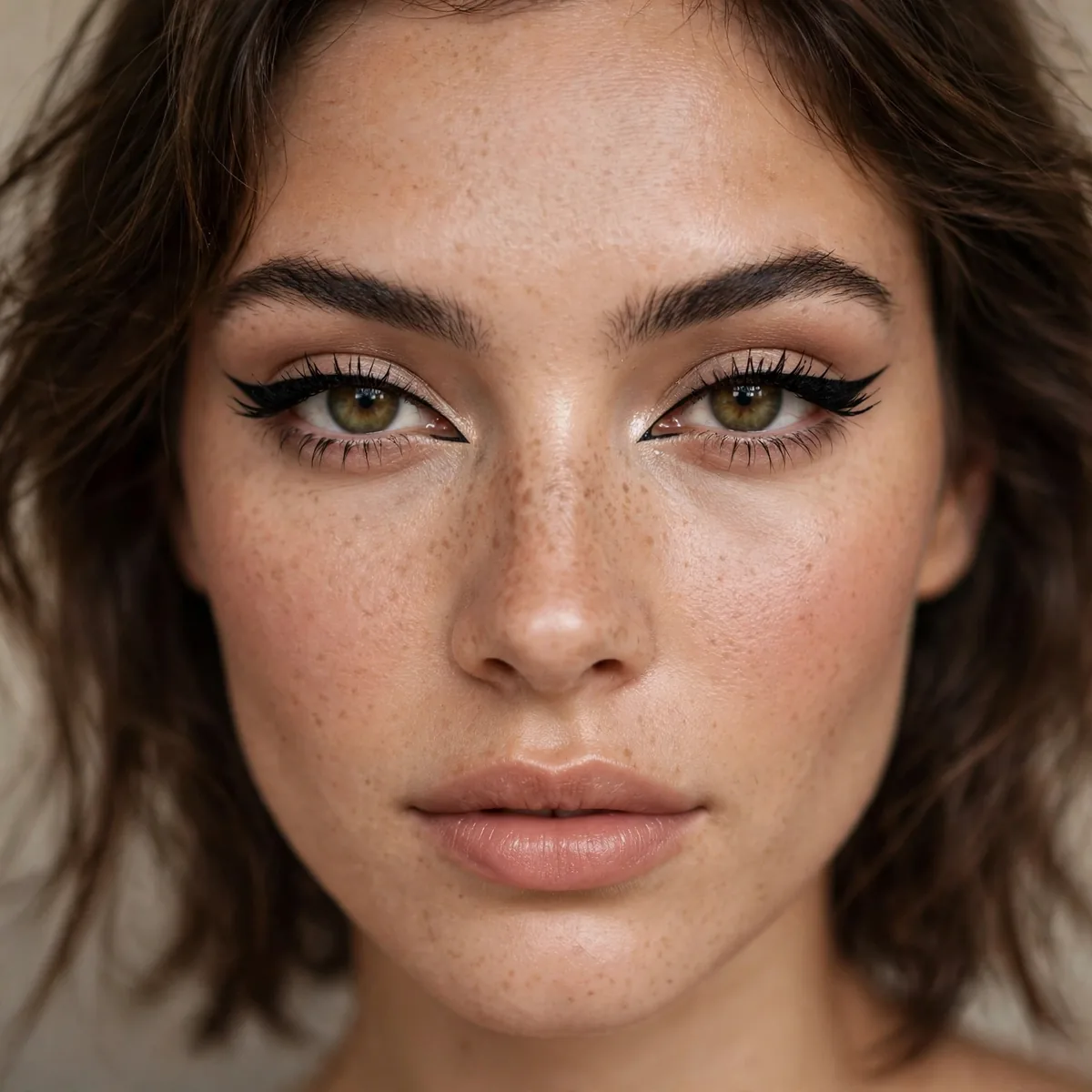 Winged eyeliner with inner corner flick detail