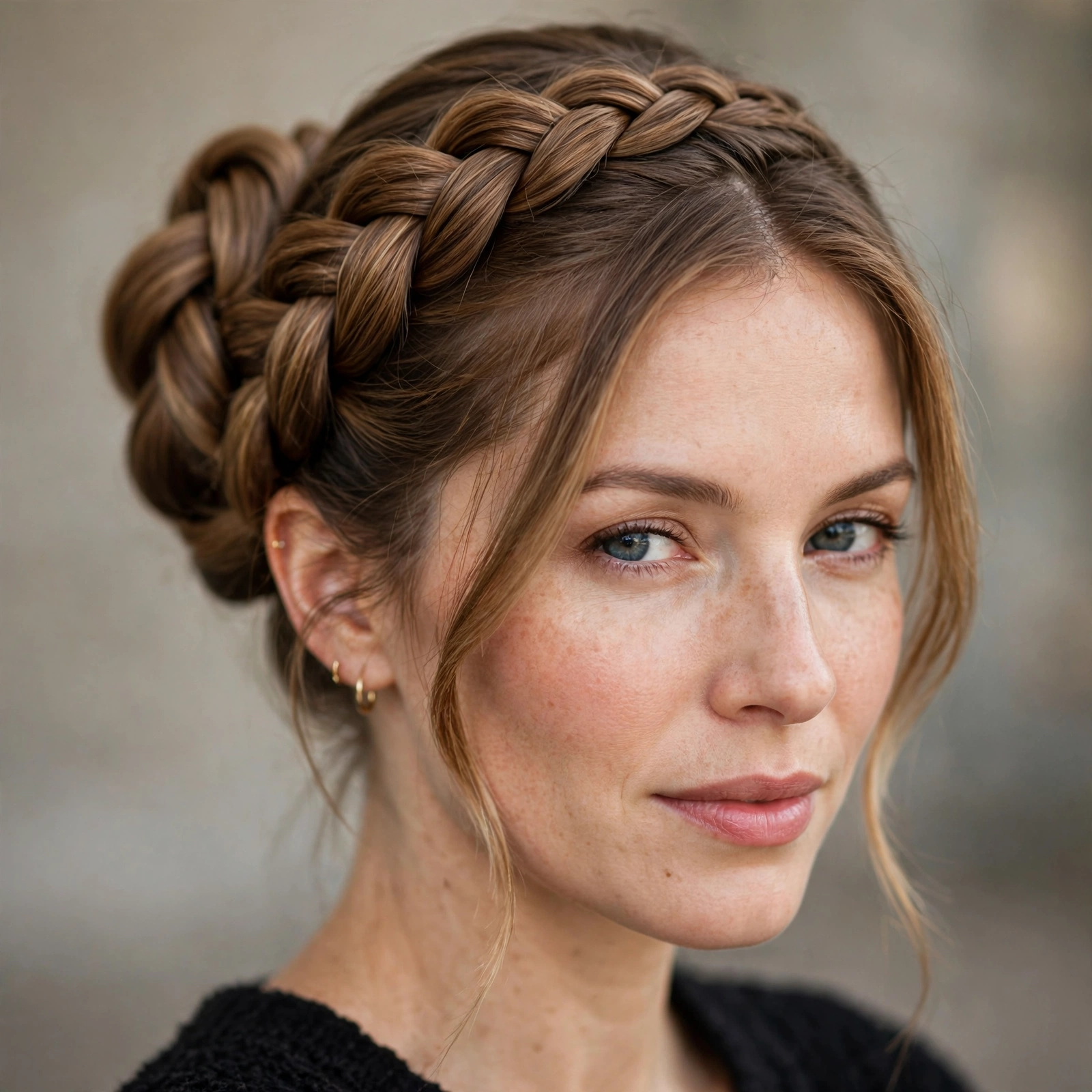 Four-strand braid wrapped into an elegant updo