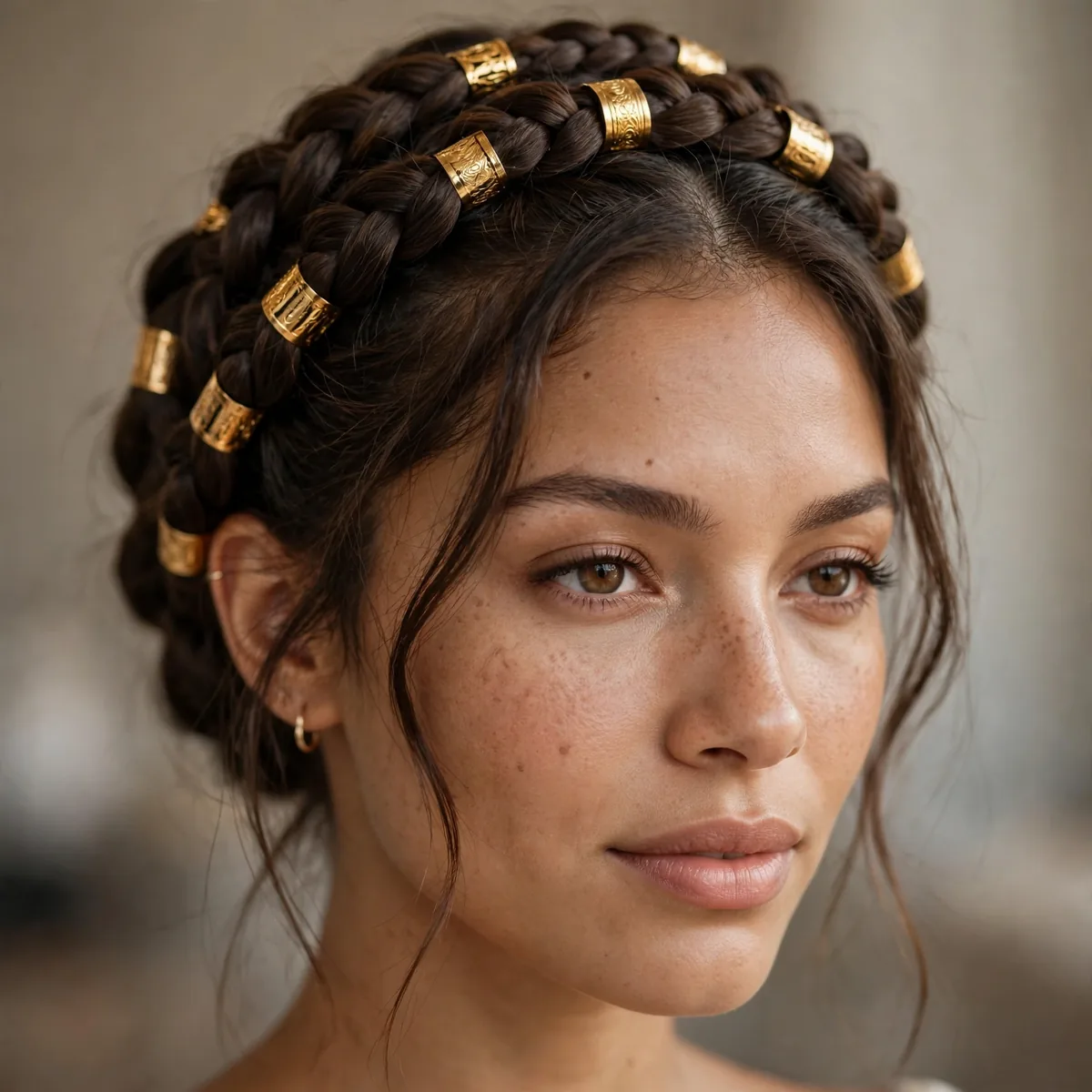 Regal braided crown adorned with gold cuffs