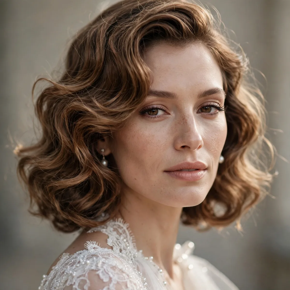 Bride with softly tousled vintage-inspired waves