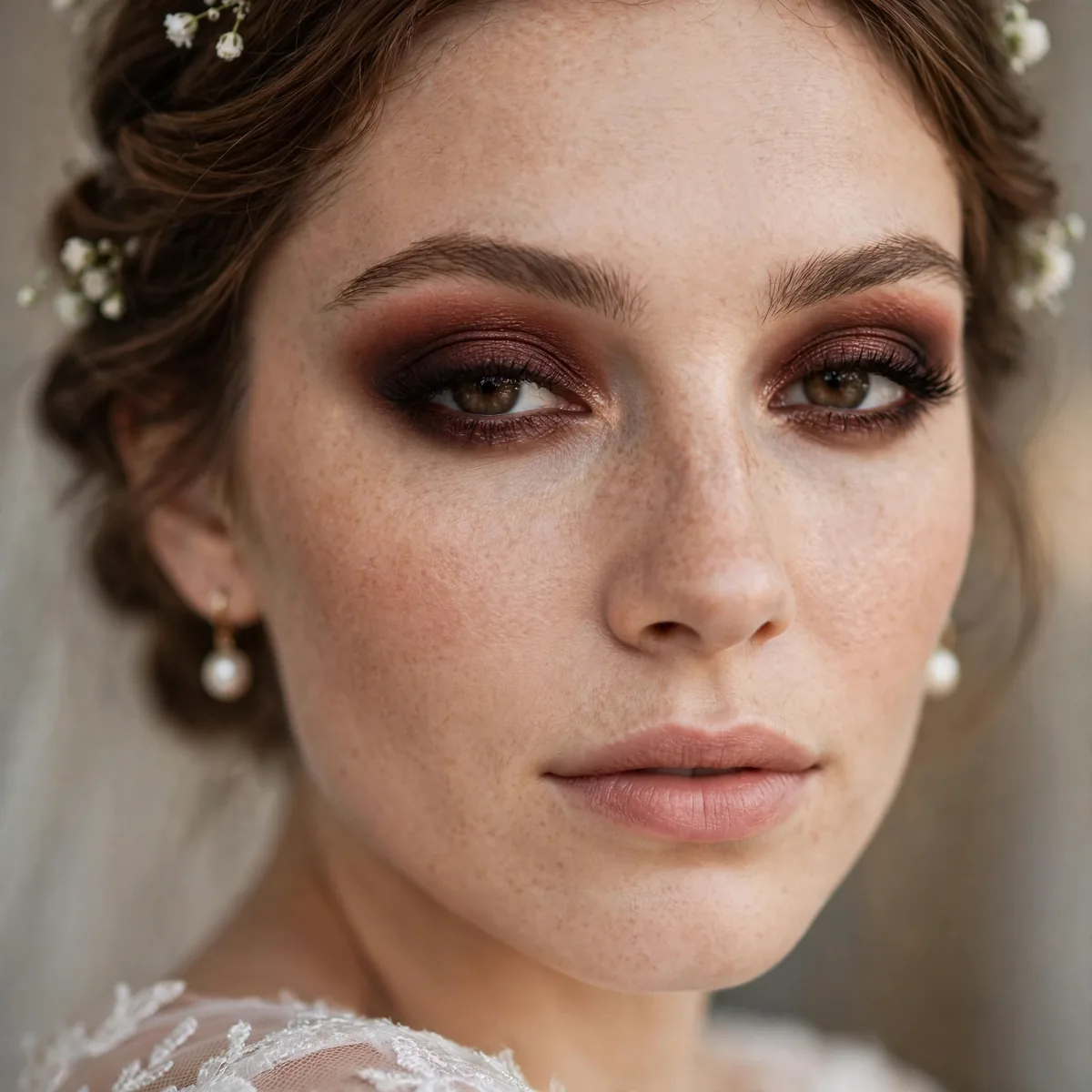 Bride with rich mahogany smoked eyeshadow