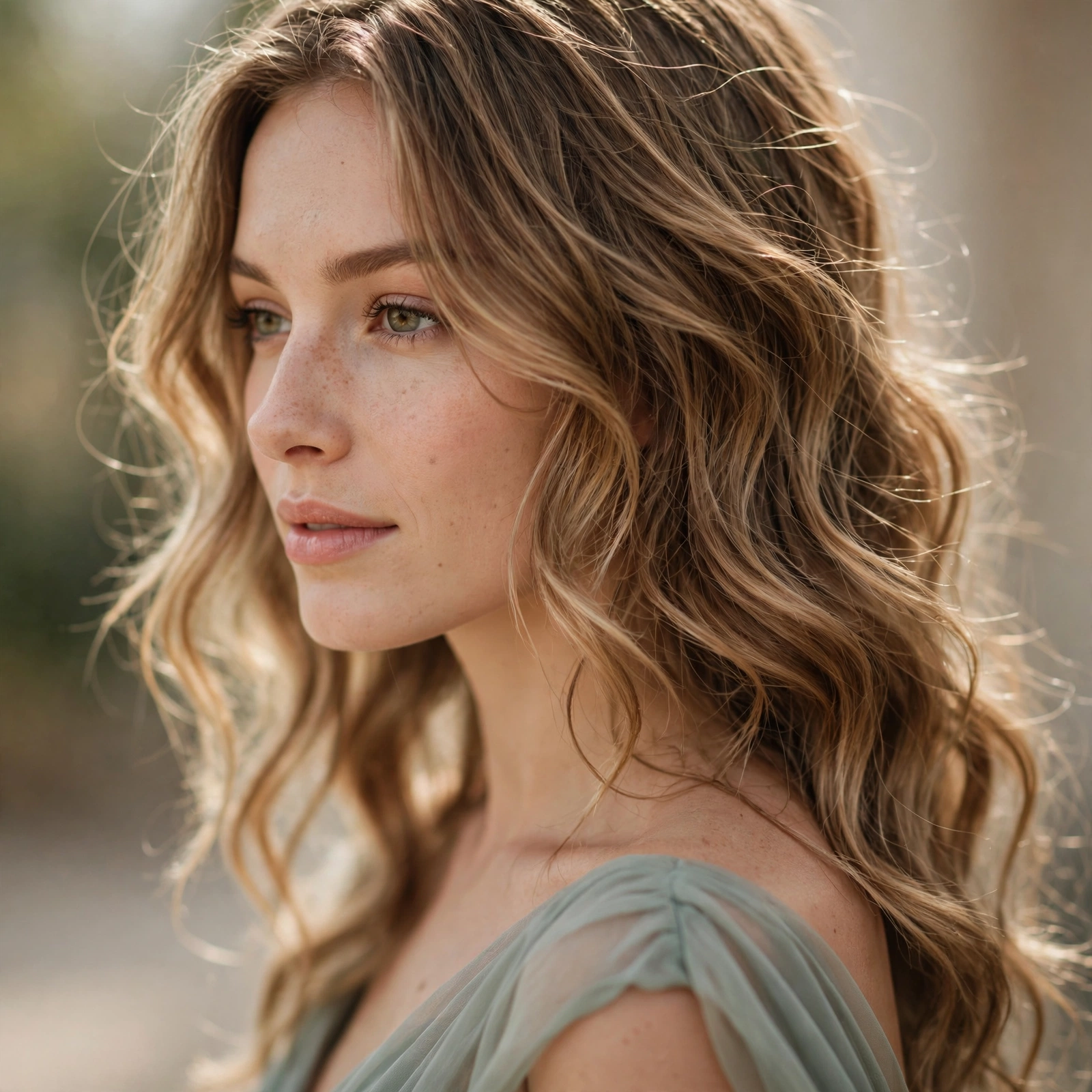 Loose romantic waves on a bridesmaid