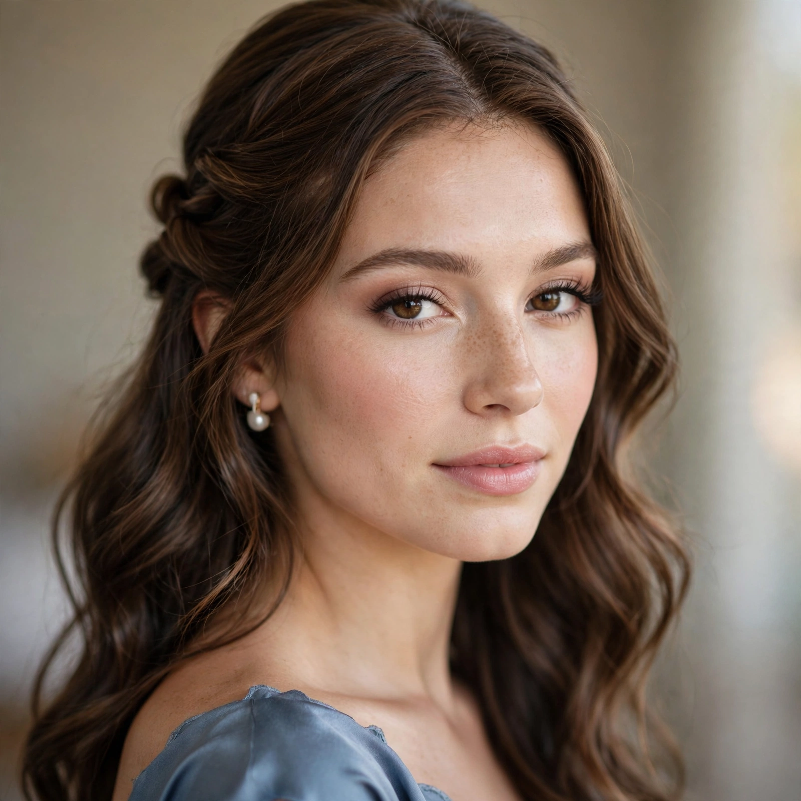 Bridesmaid makeup with half up hairstyle