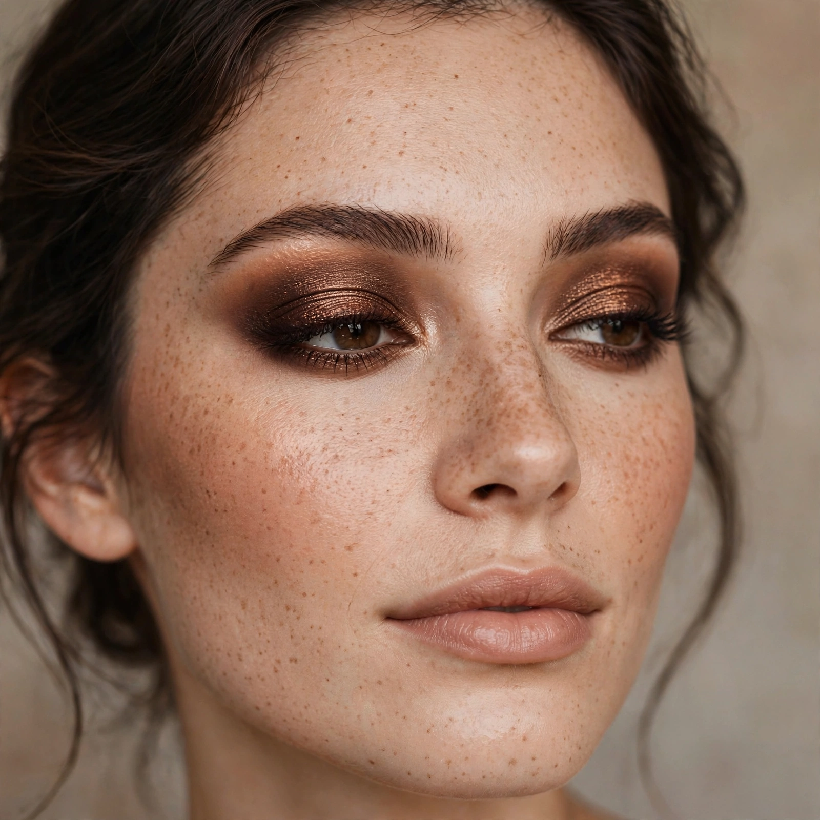 Deep bronze evening eyeshadow look