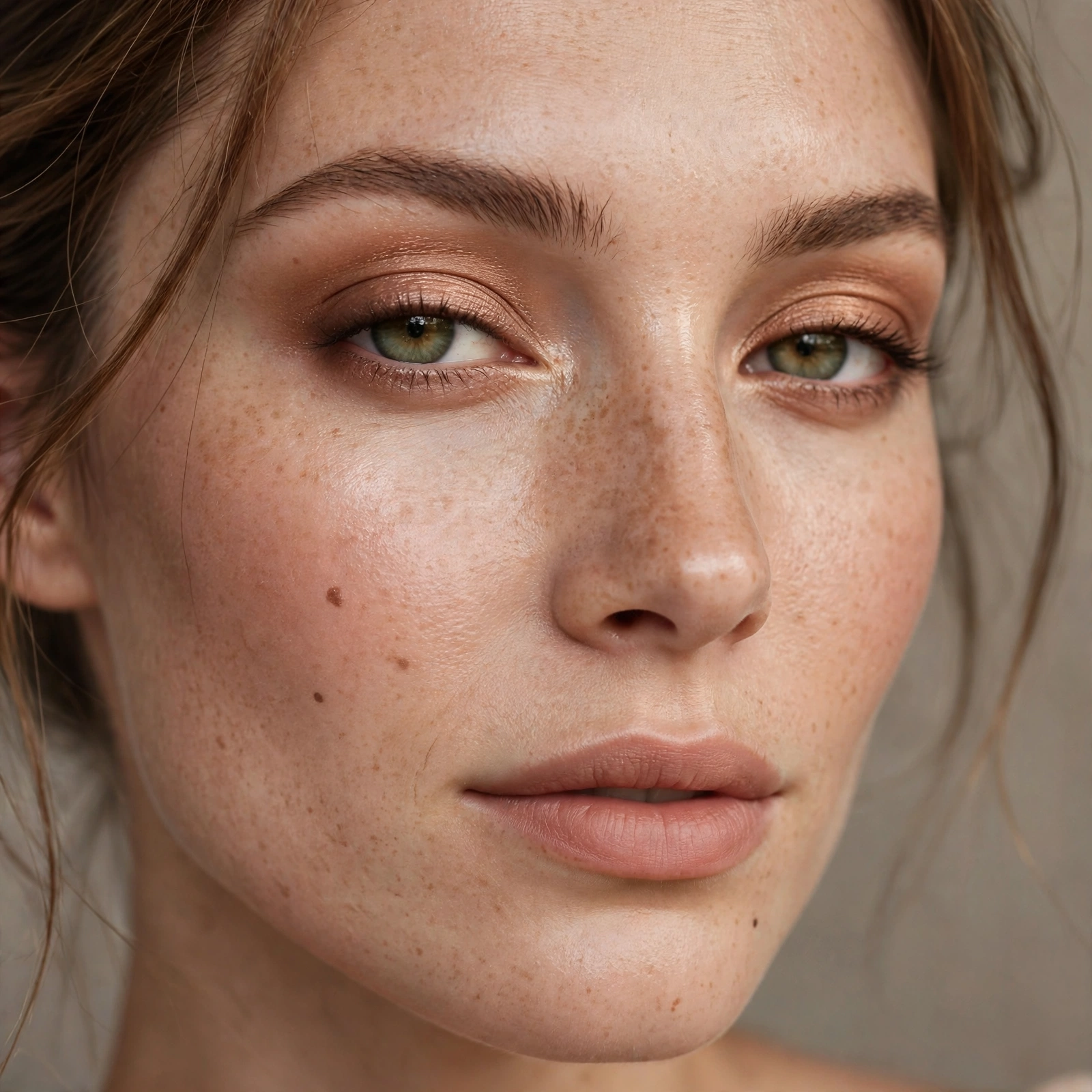 Soft bronze daytime eyeshadow