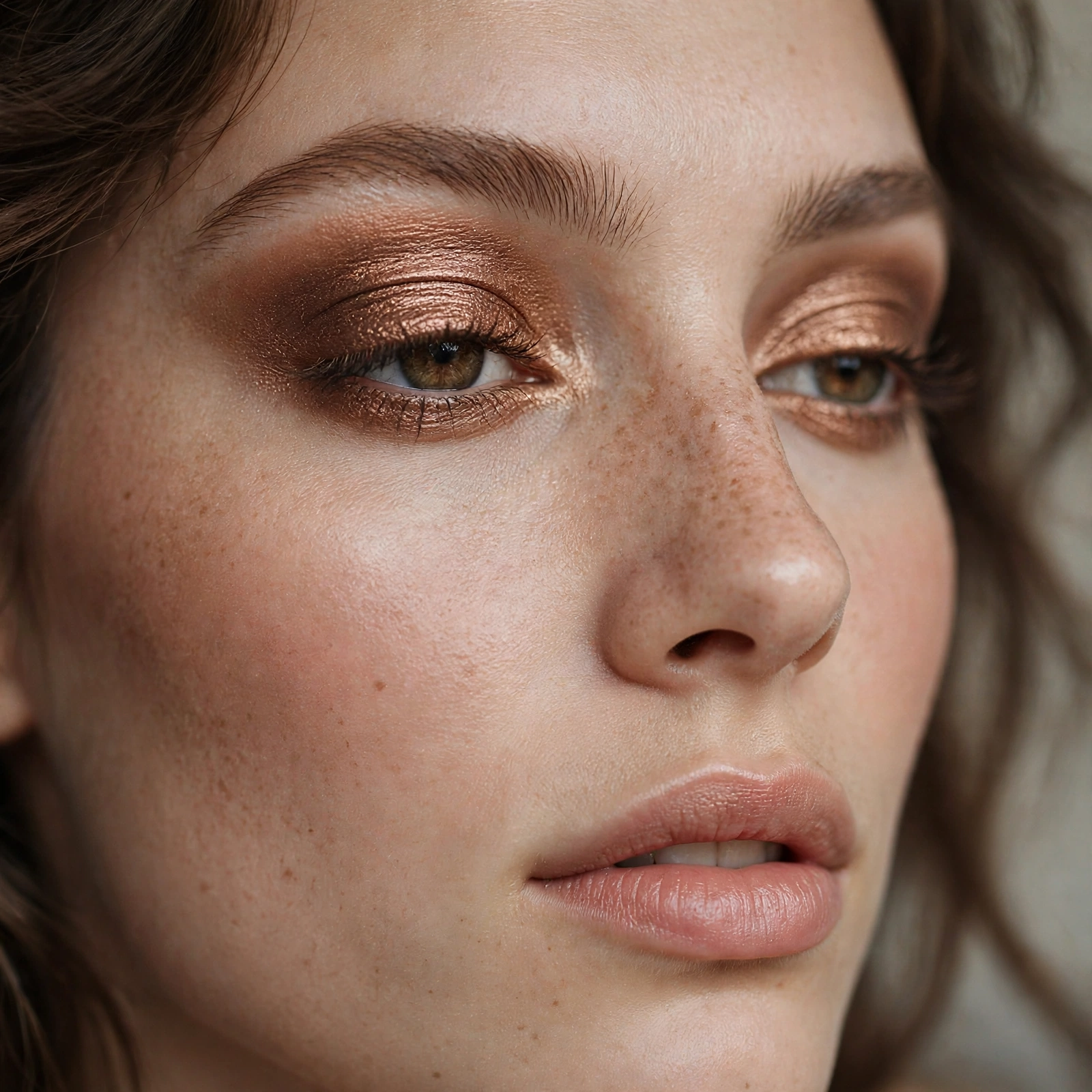 Metallic bronze foiled eyeshadow