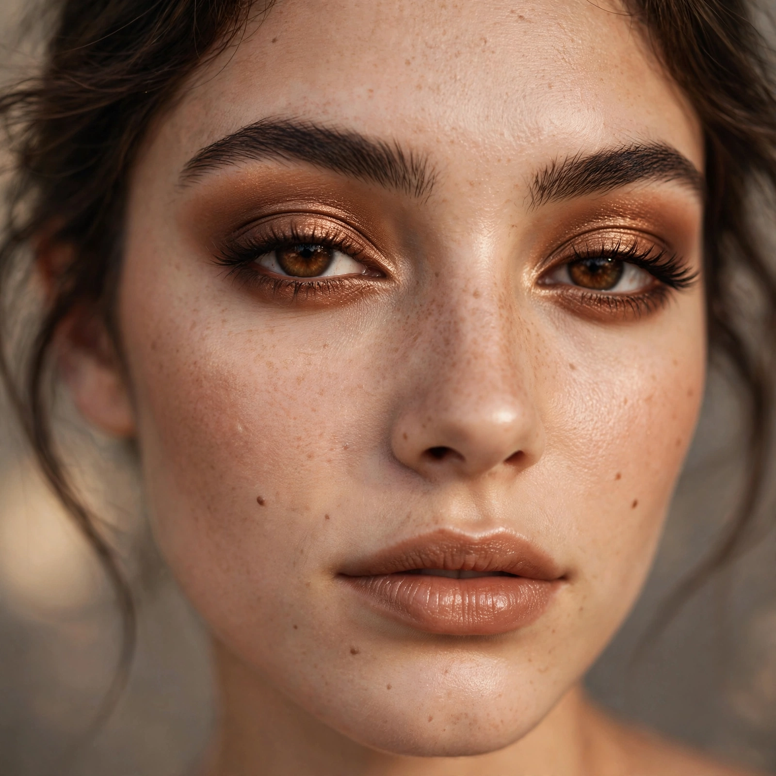 Bronze with warm brown eyeshadow