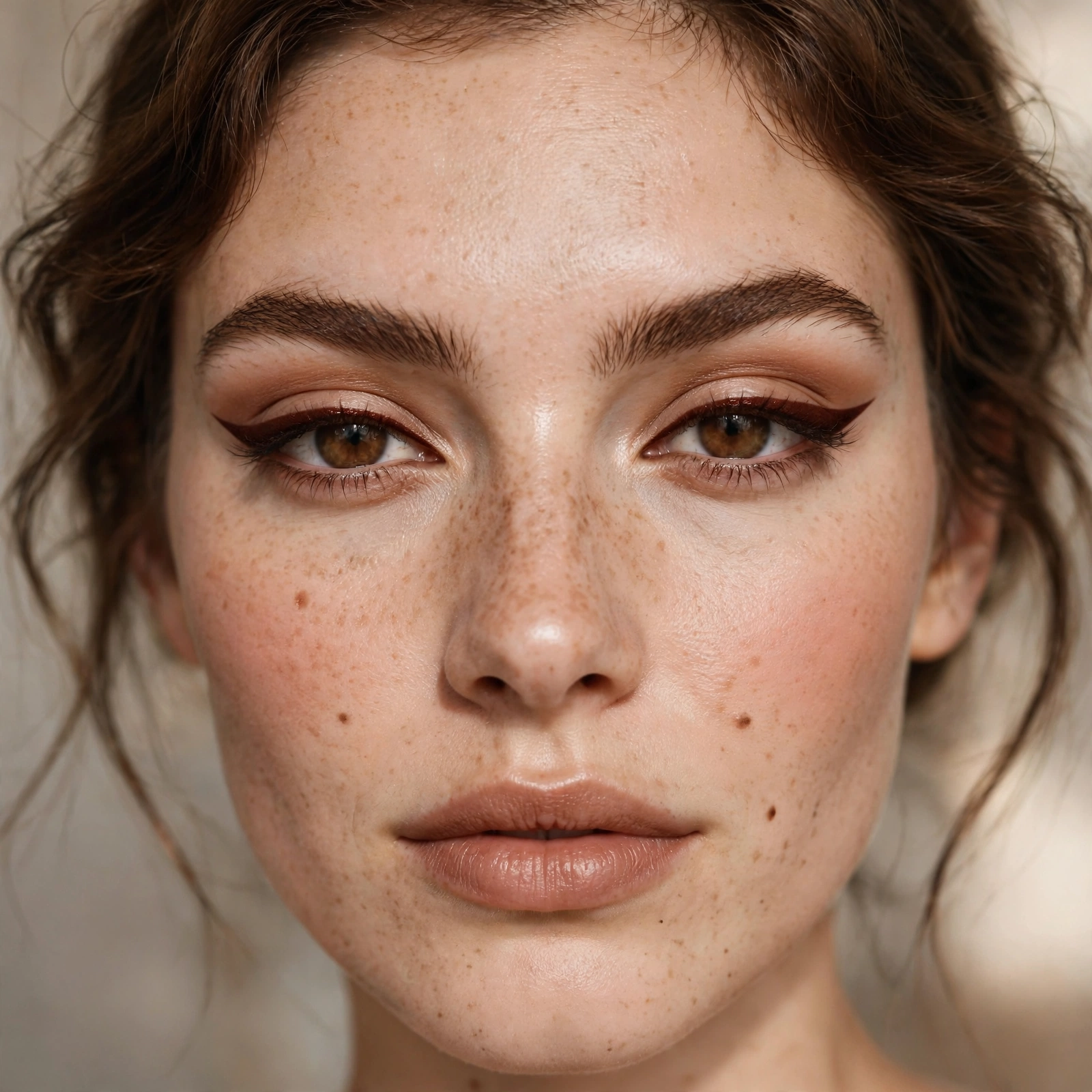 Mahogany brown winged eyeliner