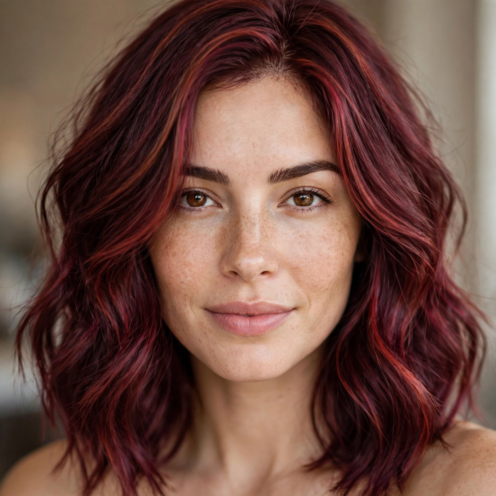Burgundy hair with red highlights