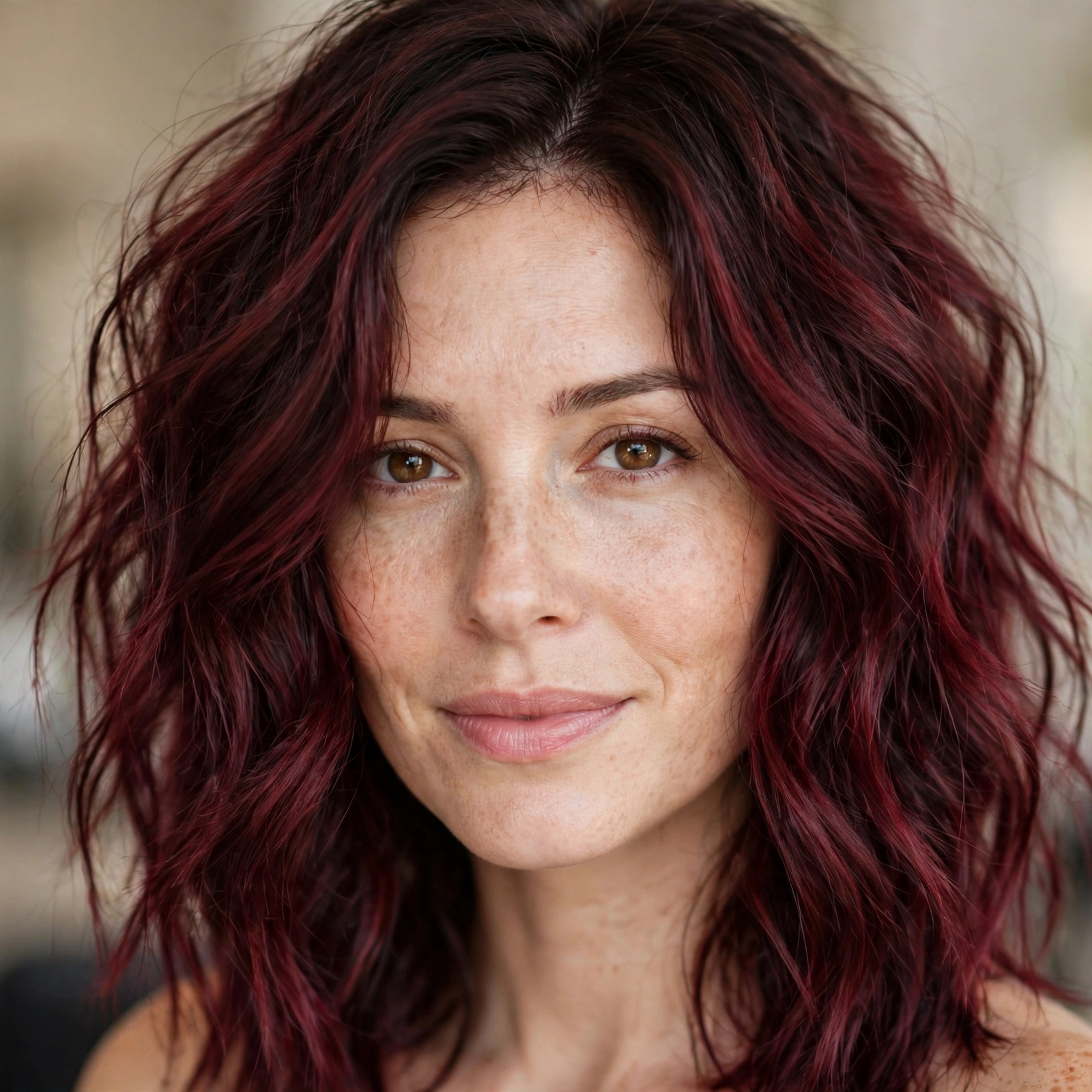Lived-in burgundy hair color