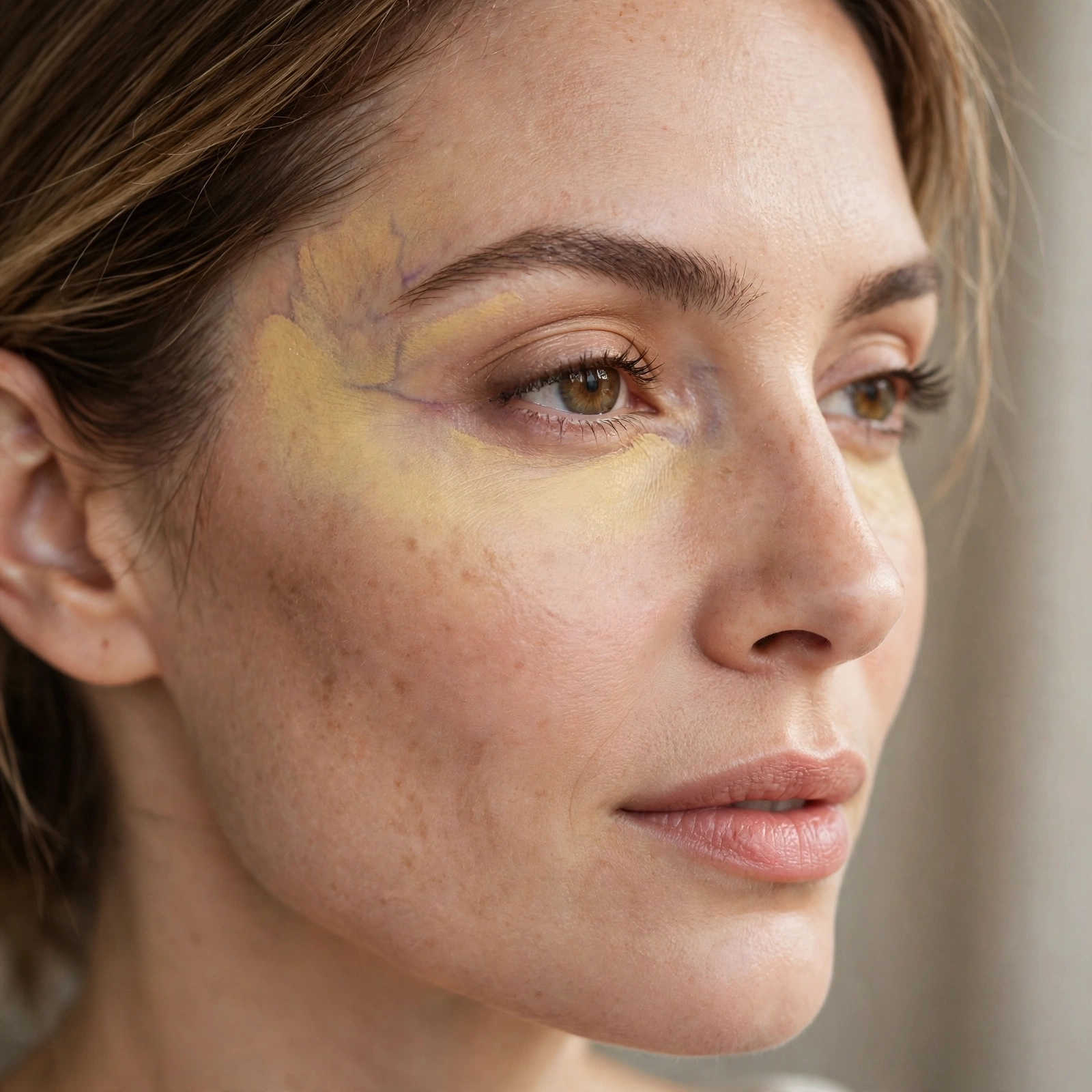 Yellow corrector for purple tones