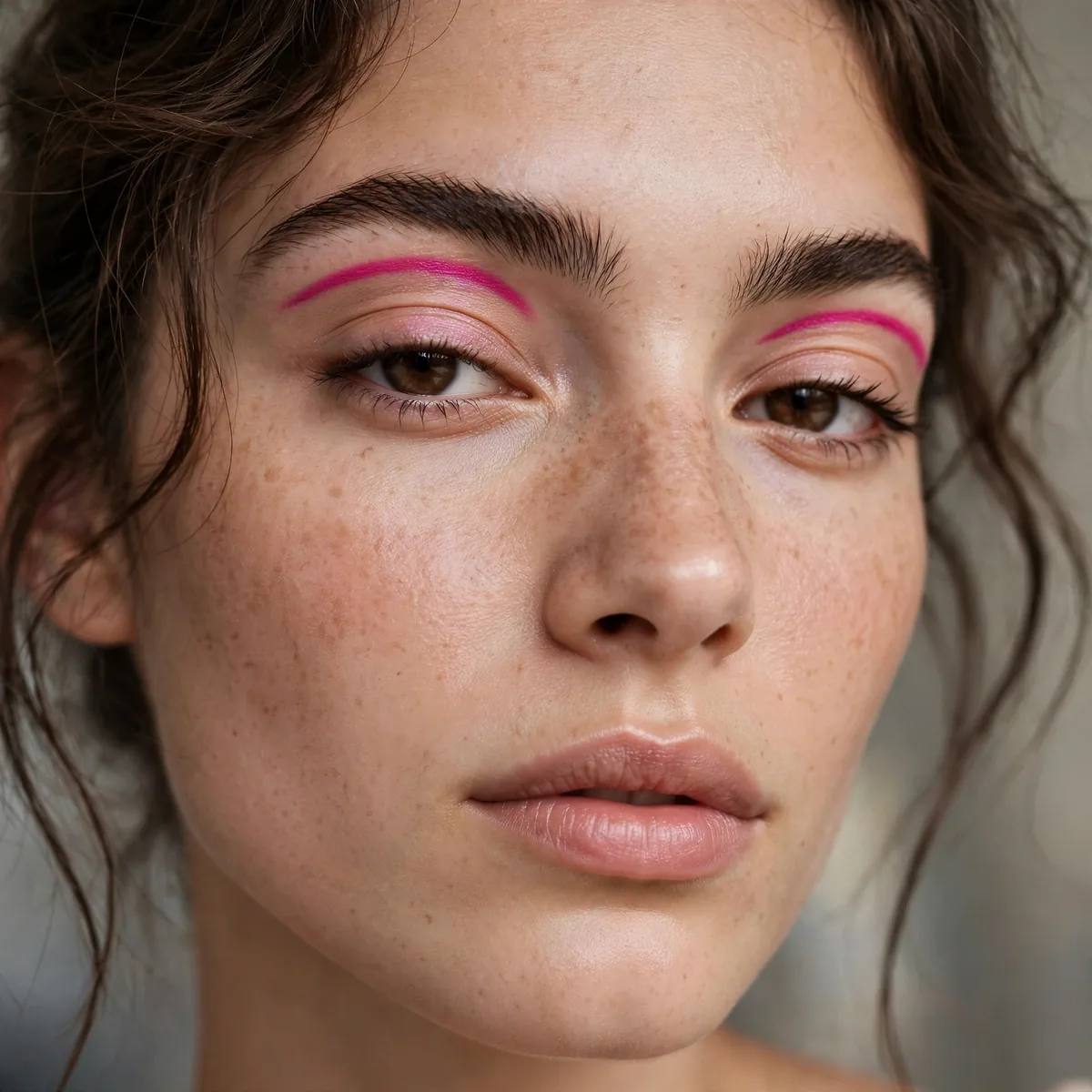 Woman with a fuchsia floating crease eyeshadow look