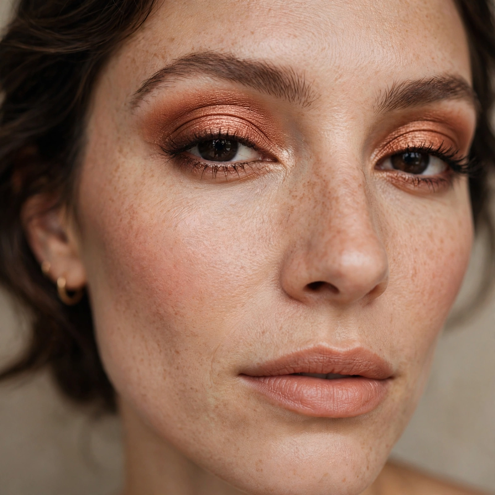 Classic copper eyeshadow lid look