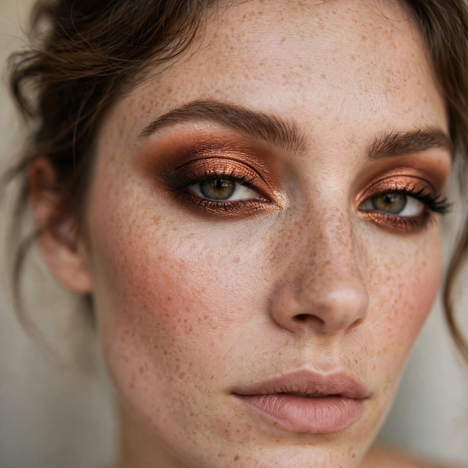 Copper smokey eye makeup
