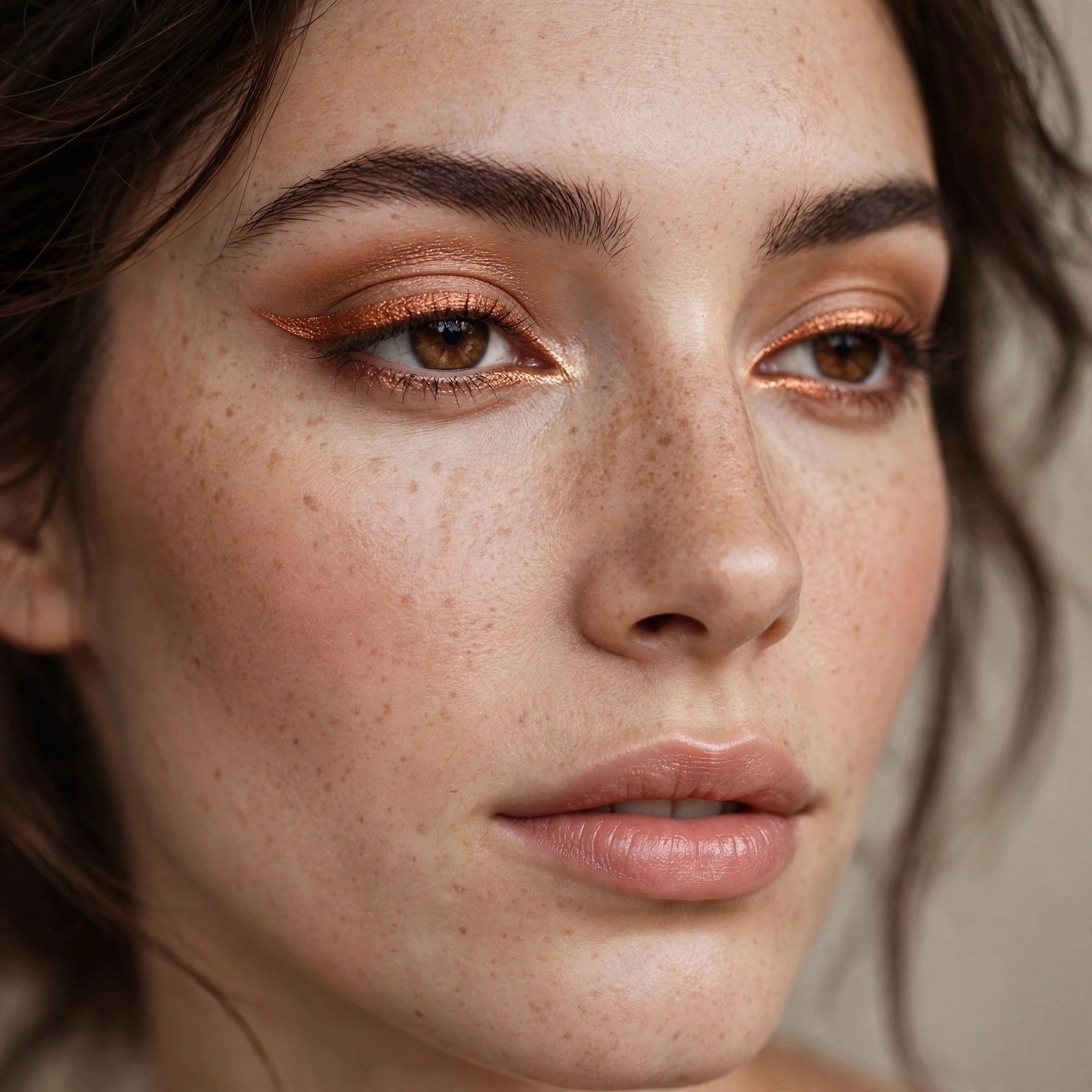 Copper eyeliner makeup look
