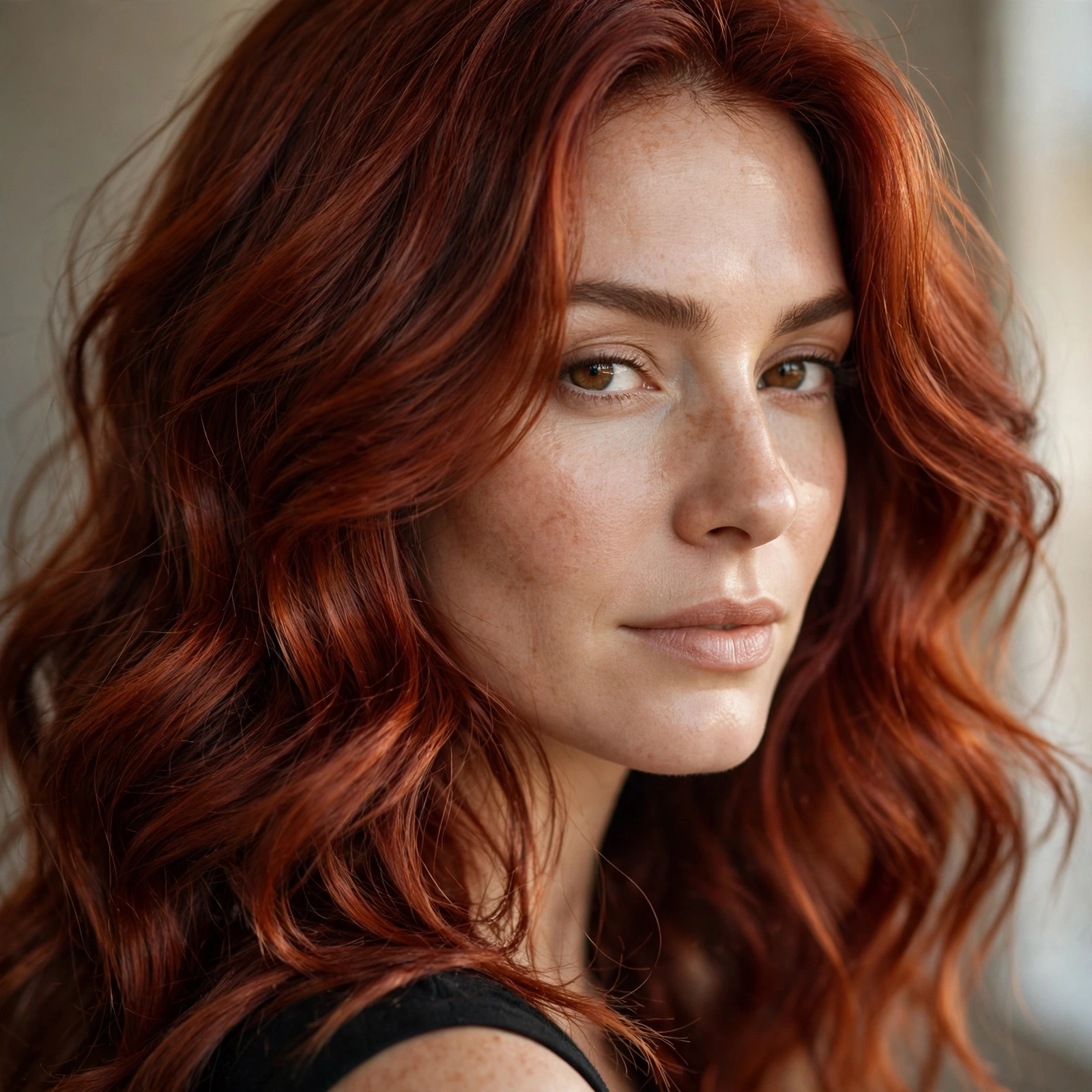 Deep auburn copper hair color