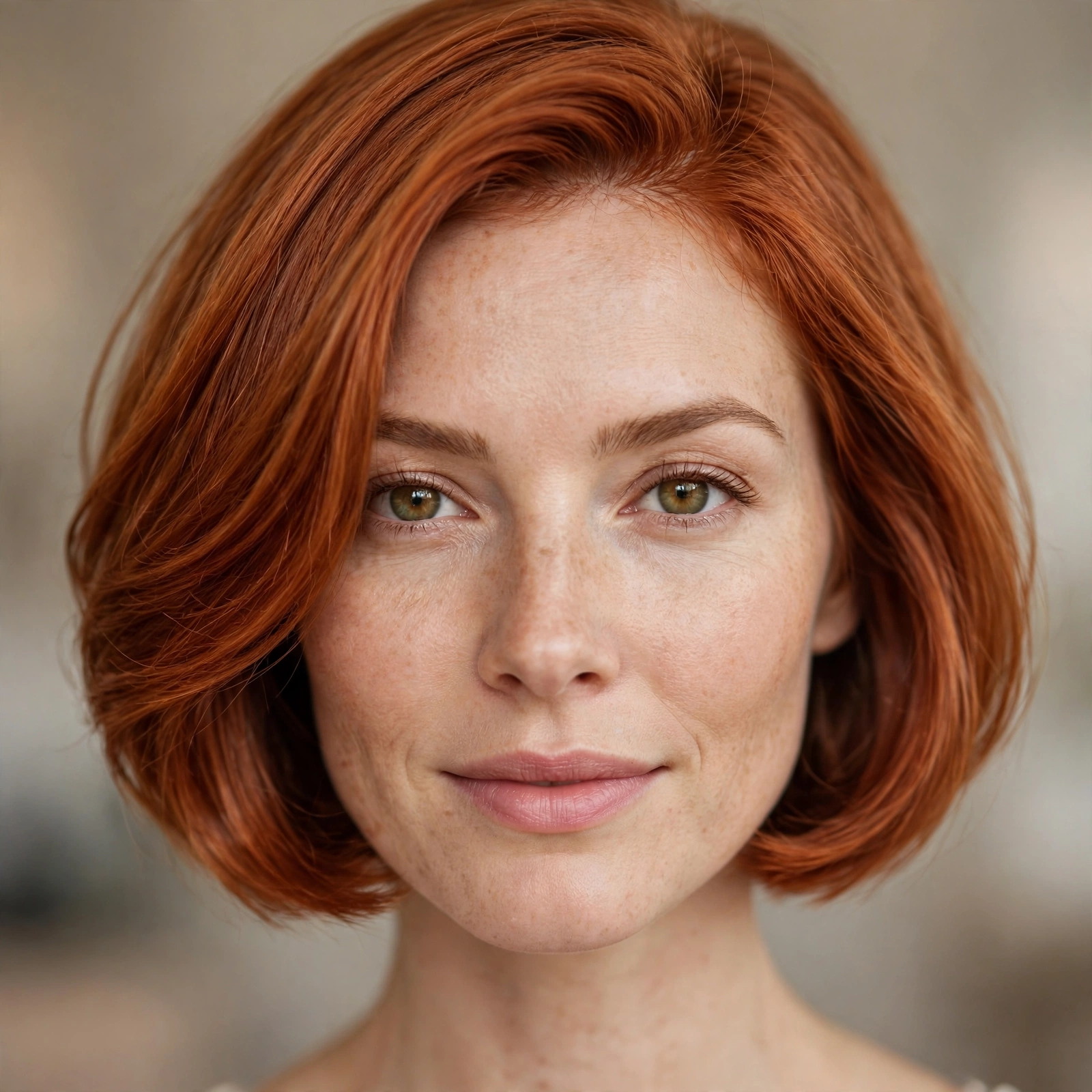 Copper hair color on bob haircut