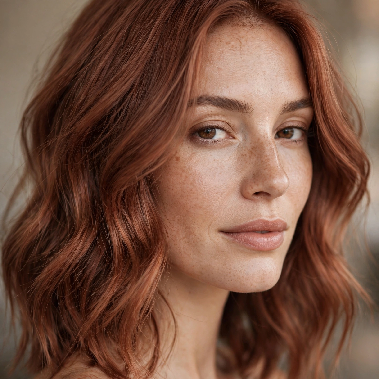 Muted terracotta copper hair color