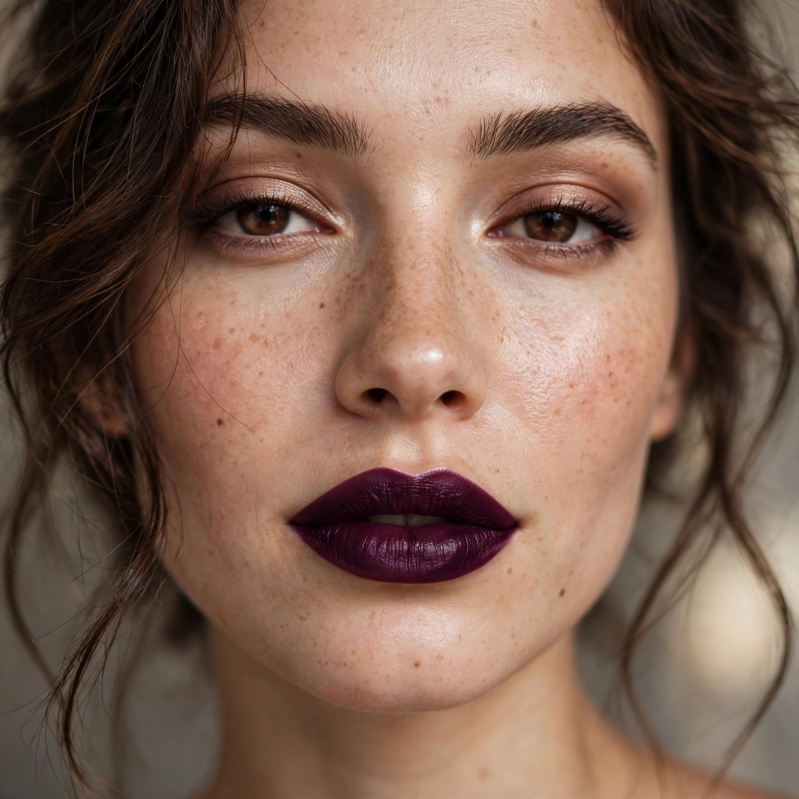 Deep plum mysterious lipstick