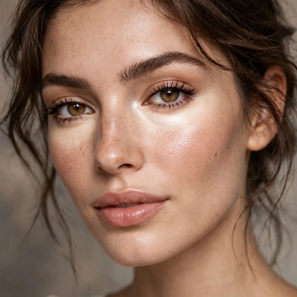 Woman with brightened under eyes from concealer