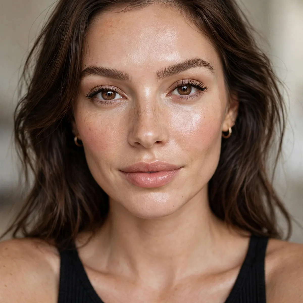 Woman with natural glam from tinted moisturizer