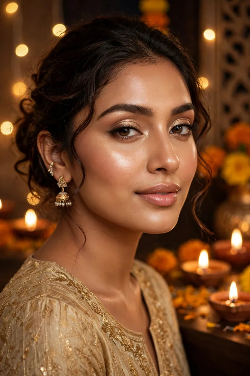 Champagne Glow Skin β Diwali festive look