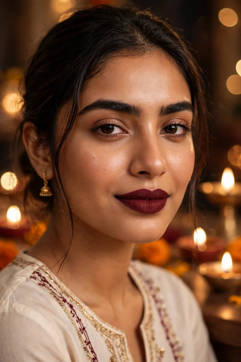 Maroon Matte Lip β Diwali festive look