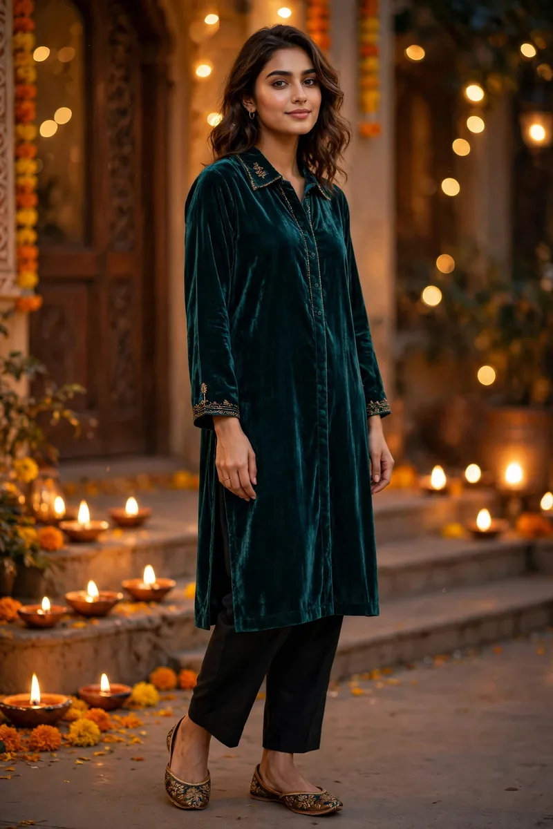 Velvet Kurta Set — Diwali festive look