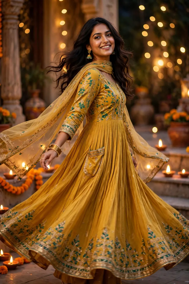 Anarkali in Festive Hues — Diwali festive look
