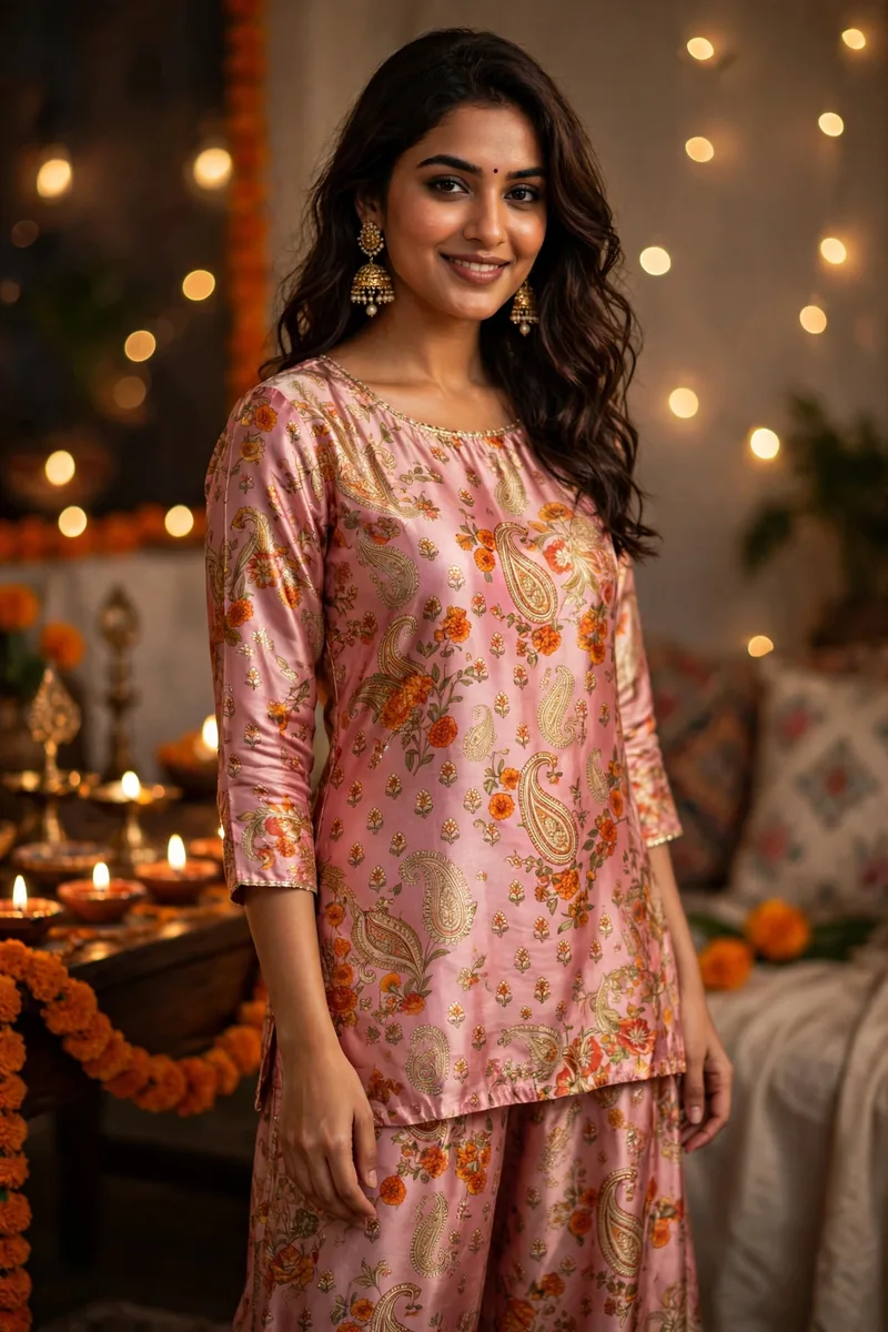 Palazzo Set with Festive Print — Diwali festive look