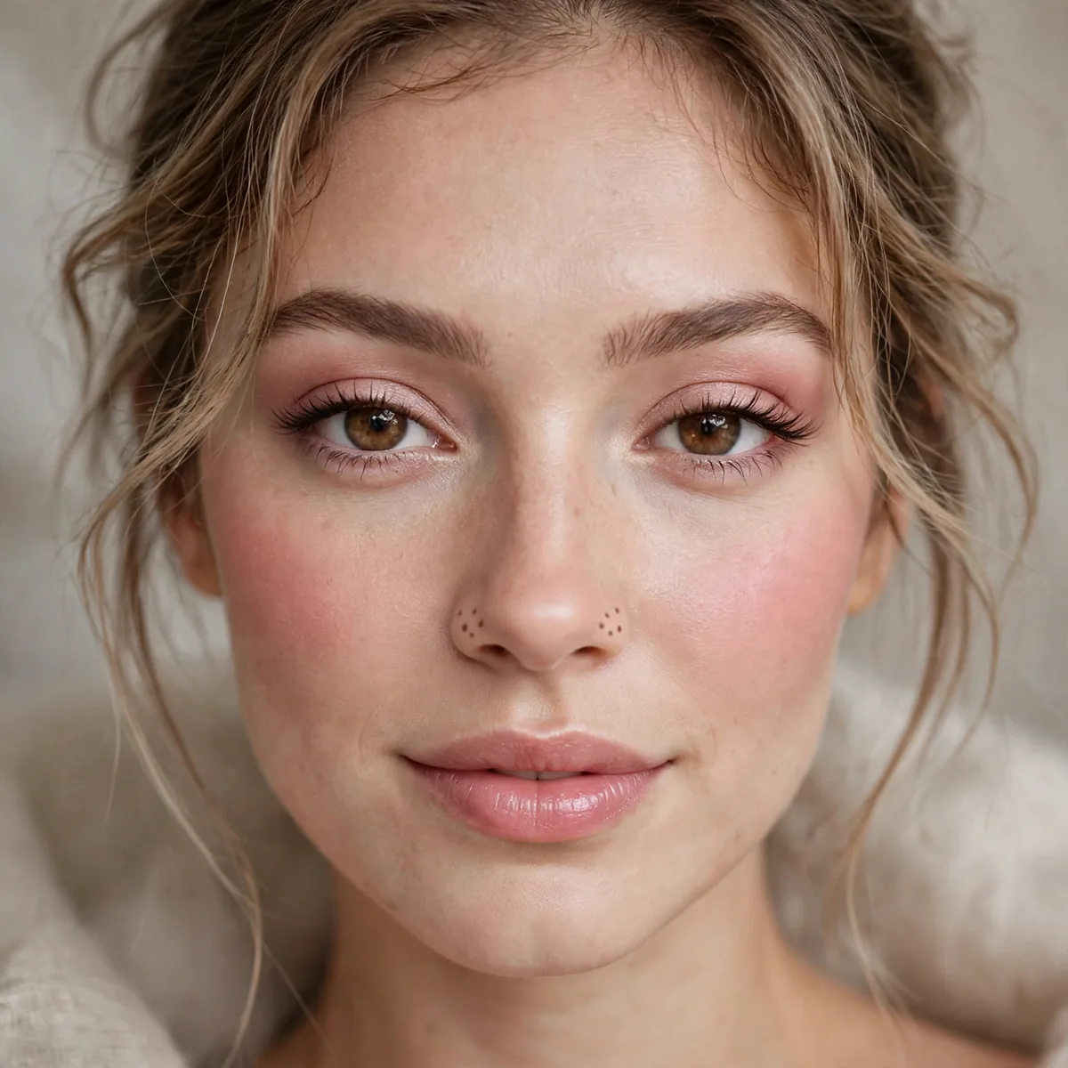 Woman with soft glam baby bunny makeup