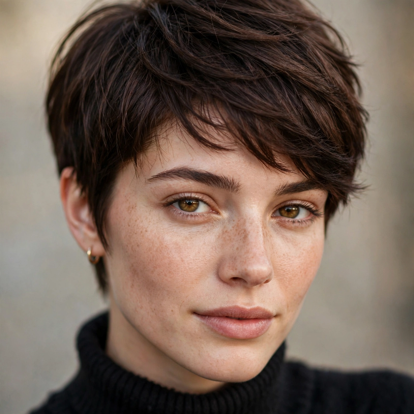 Espresso brown pixie haircut