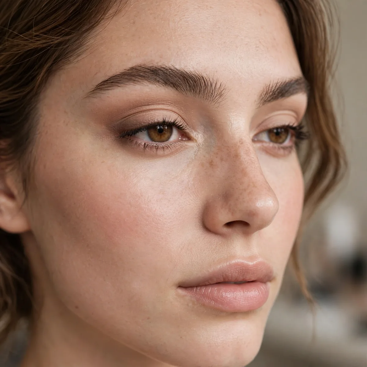 Soft brown eyeshadow in the crease with neutral lid for beginners