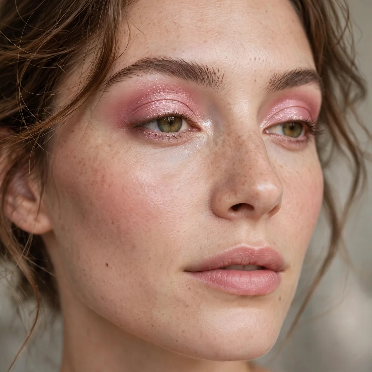 Soft rose pink eyeshadow with a delicate sheen for beginners