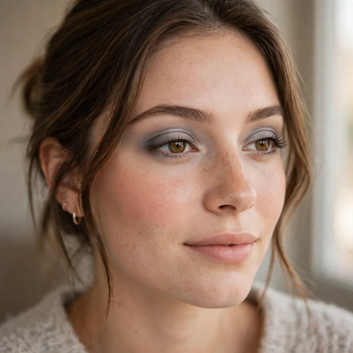 Soft gray smokey eyeshadow for a beginner-friendly evening look