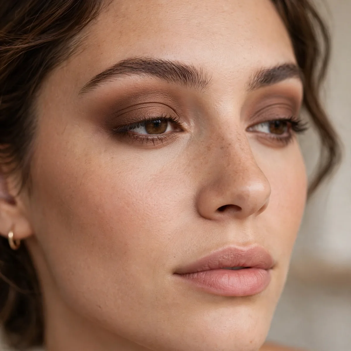 Rich mocha brown eyeshadow on the lids for beginners