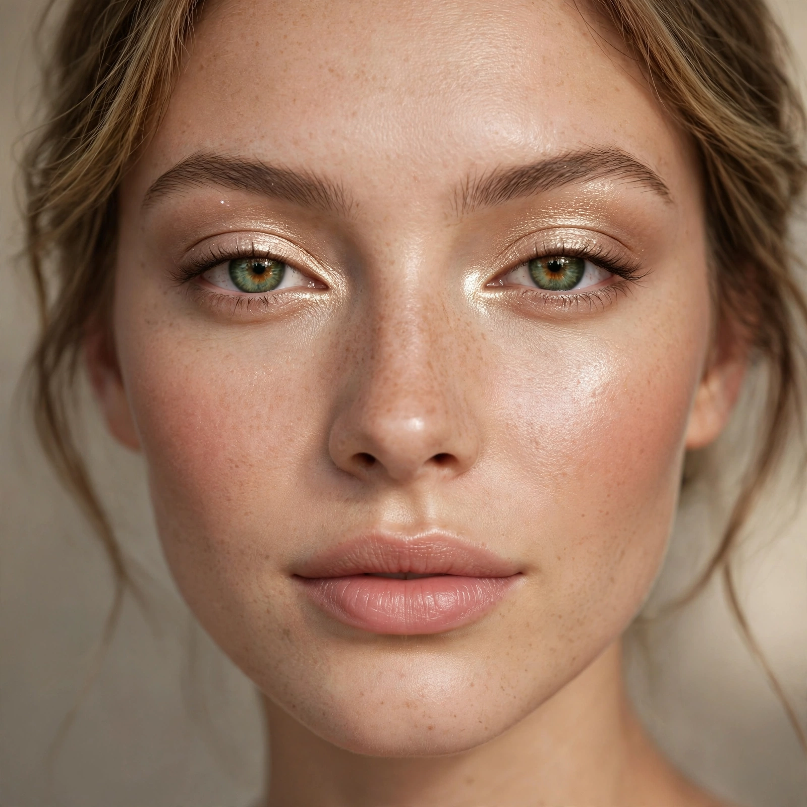 Champagne highlight on green eyes