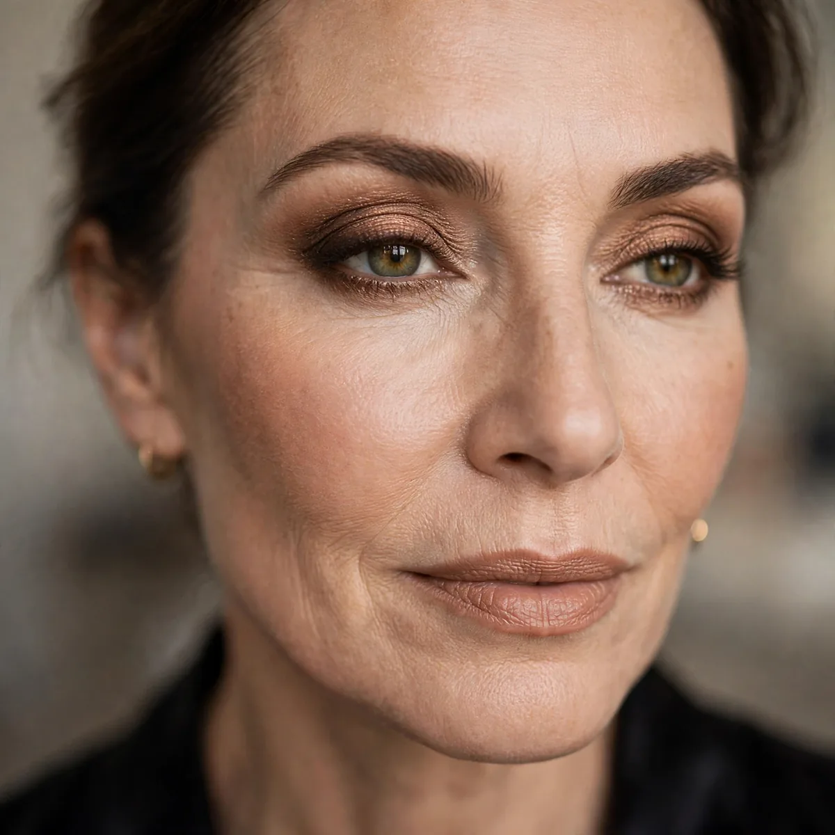 Soft bronze smokey eyeshadow for mature evening elegance