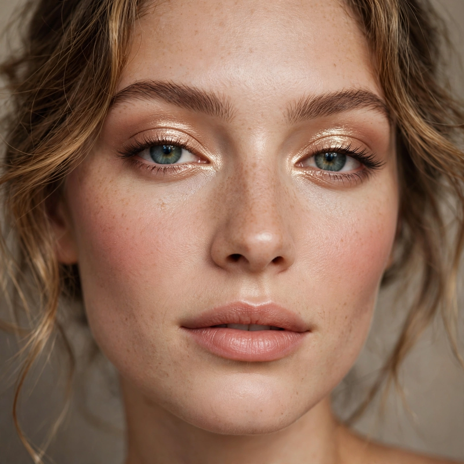 Champagne eyeshadow brightening look