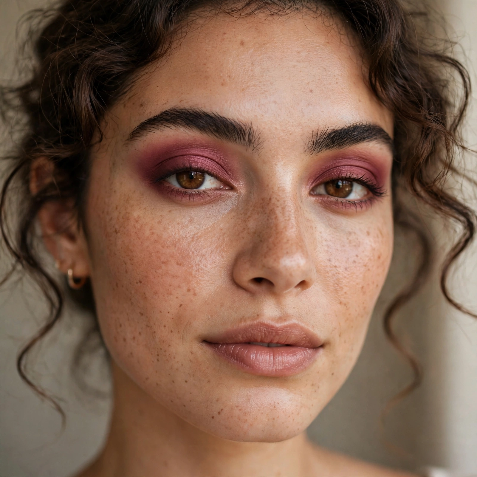 Burgundy eyeshadow wash look