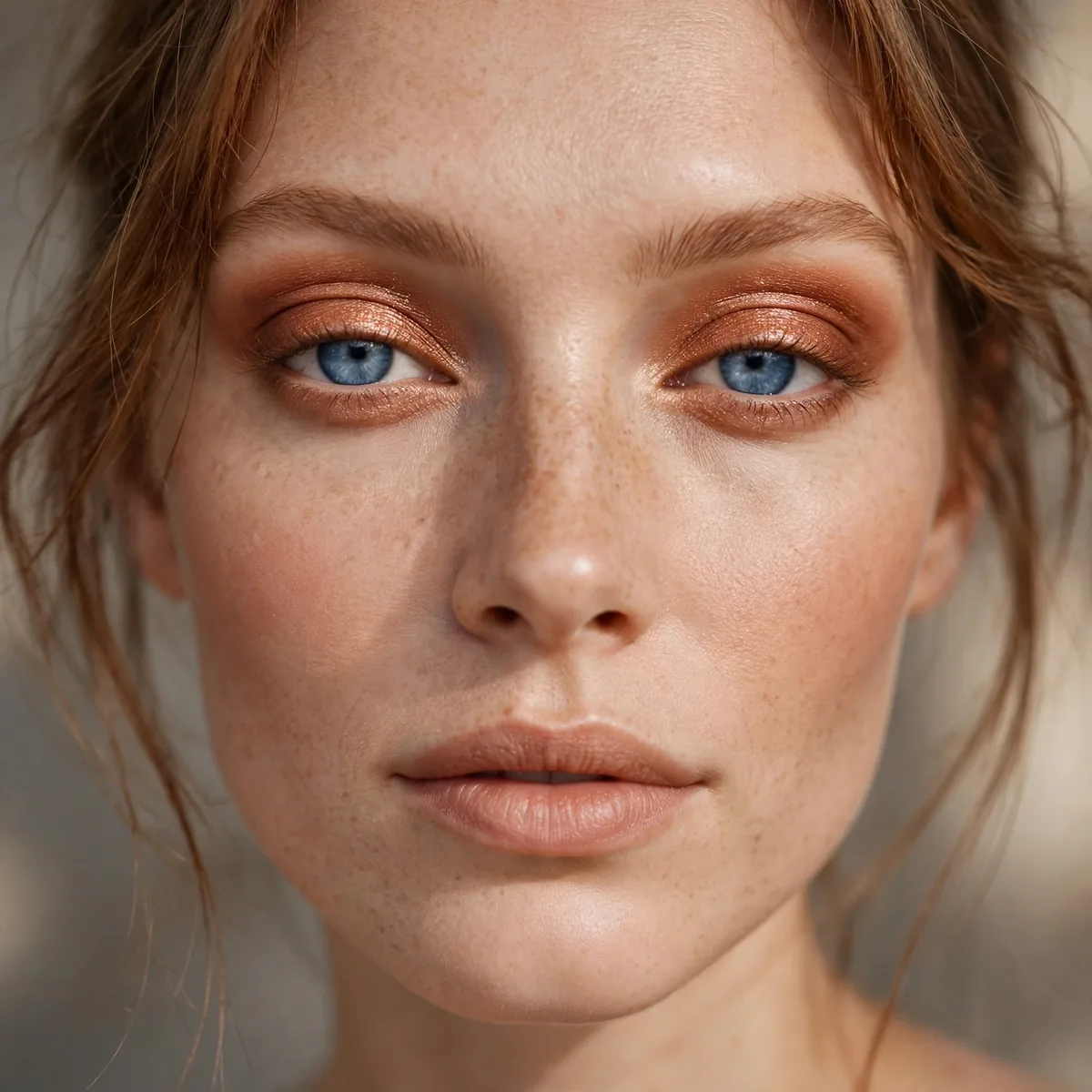 Cinnamon shimmer eyeshadow spicy and warm on blue eyes